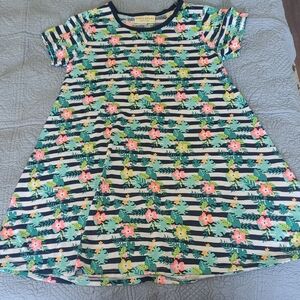 Bobbie Brooks Kids Dress with Floral and Stripe Pattern